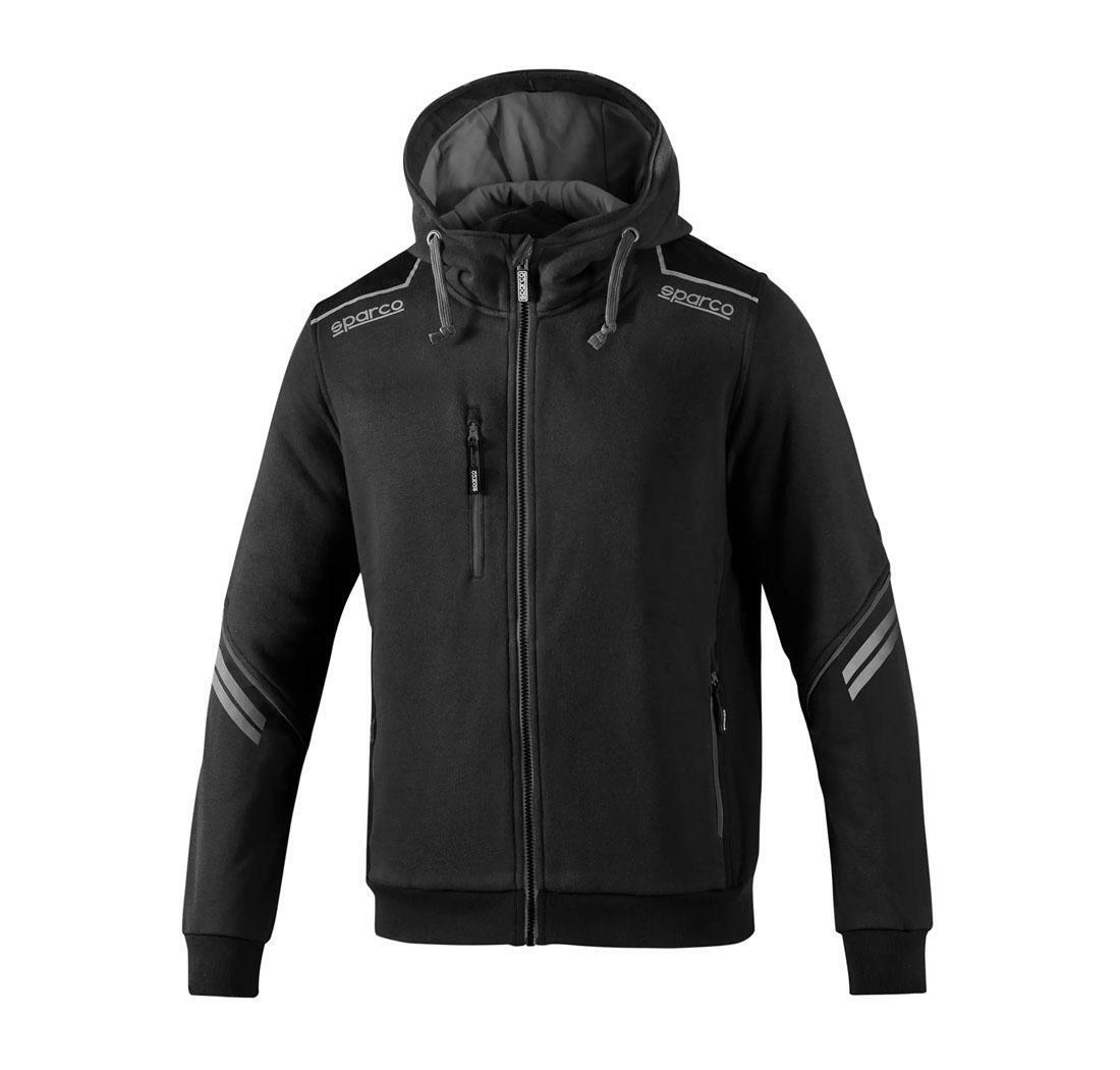 HOODED FULL ZIP TG L NR/GRS