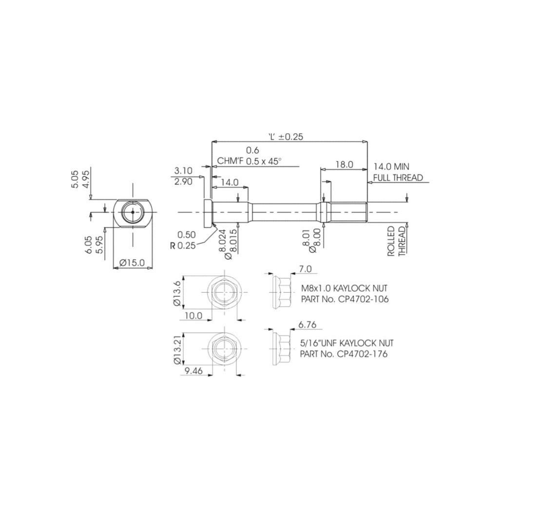 KIT prigionieri per frizione - filetto M8x1.0,  lunghezza 60,0 mm - 8 pezzi