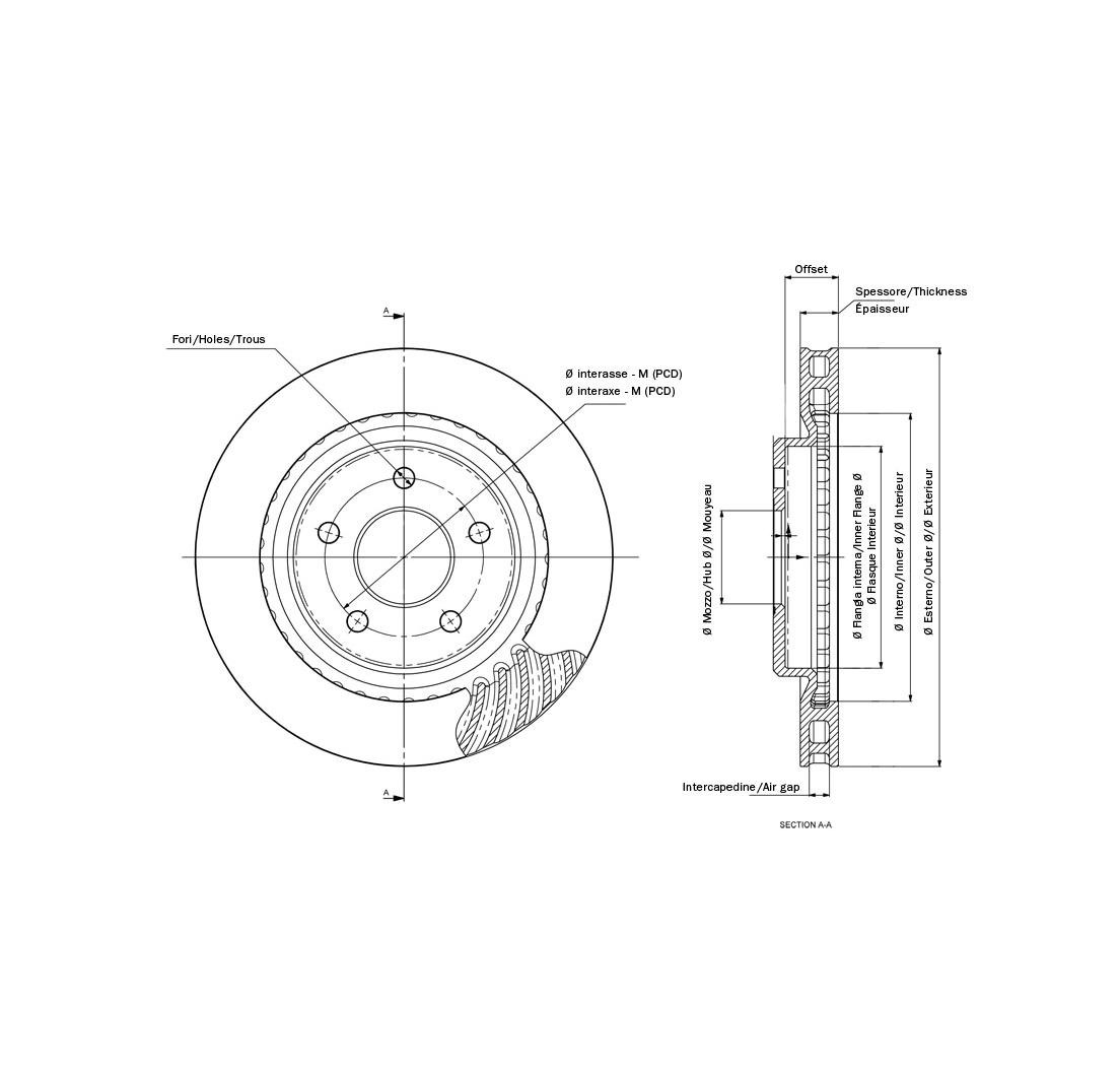 AP Racing Integral bell ventilated disc - ext. ø 304 mm