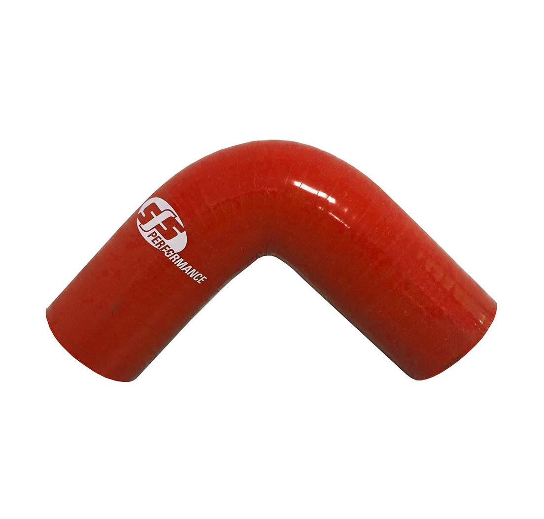 Coude 90 Silicone 89mm int. 125mm bras 4 plis Rouge