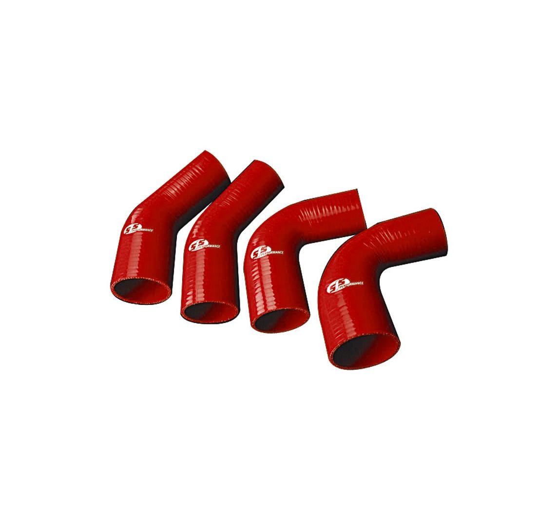 90 Silicon Elbow Reducer 38/35 mm Bore 102 mm Legs 3 Ply Red