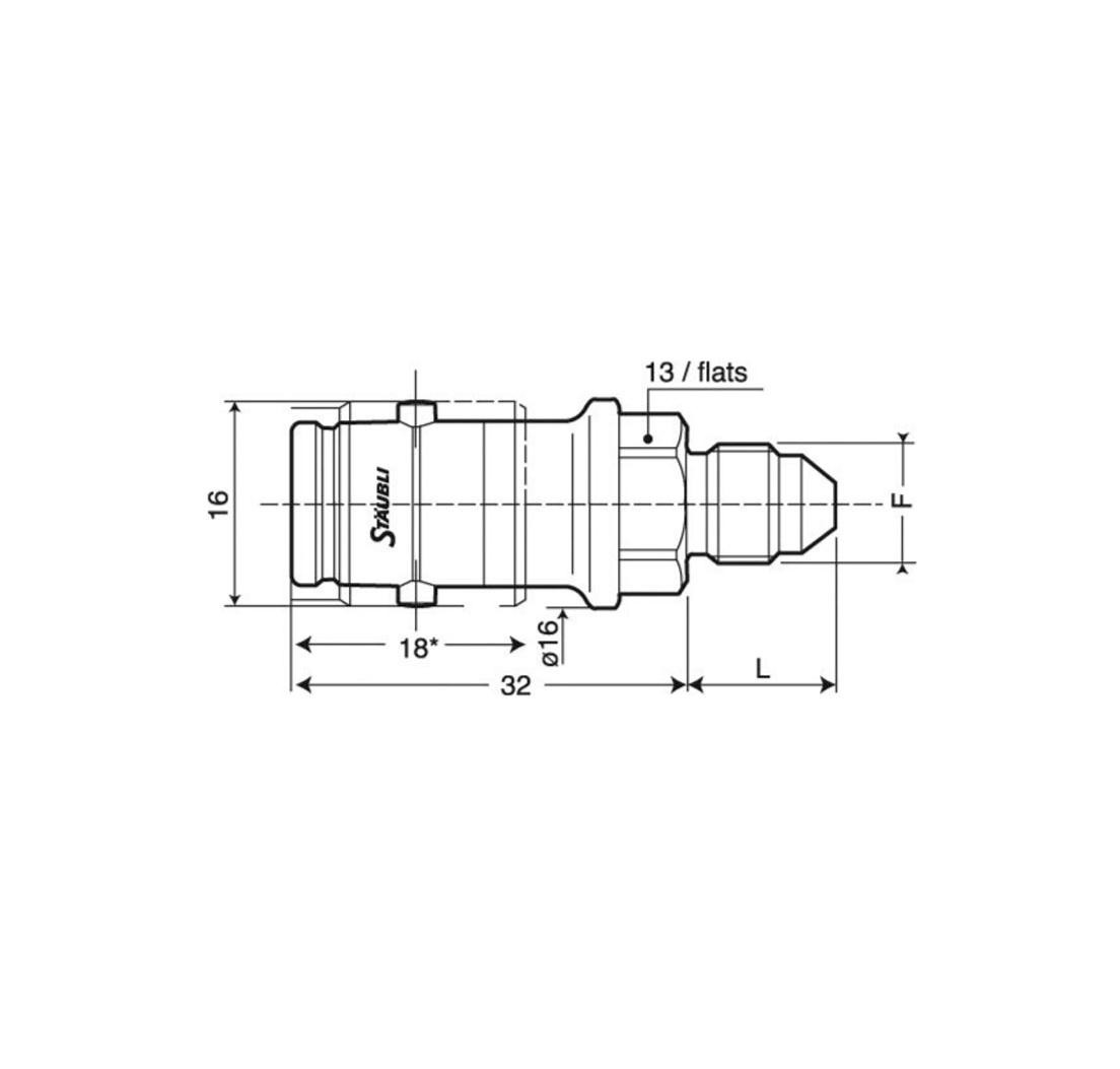 Conector macho SPH03 titanio - 3/8 x 24 JIC - Junta JE