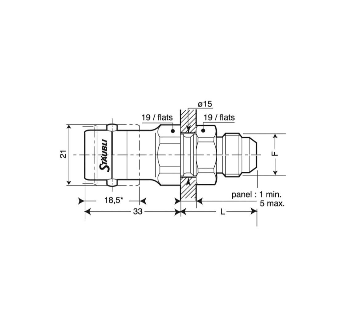 Panel mounted socket, JIC male thread