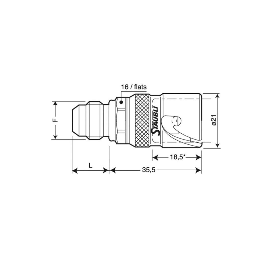 Conector hembra SPH05 titanio - 9/16 x 18 JIC - Junta JV