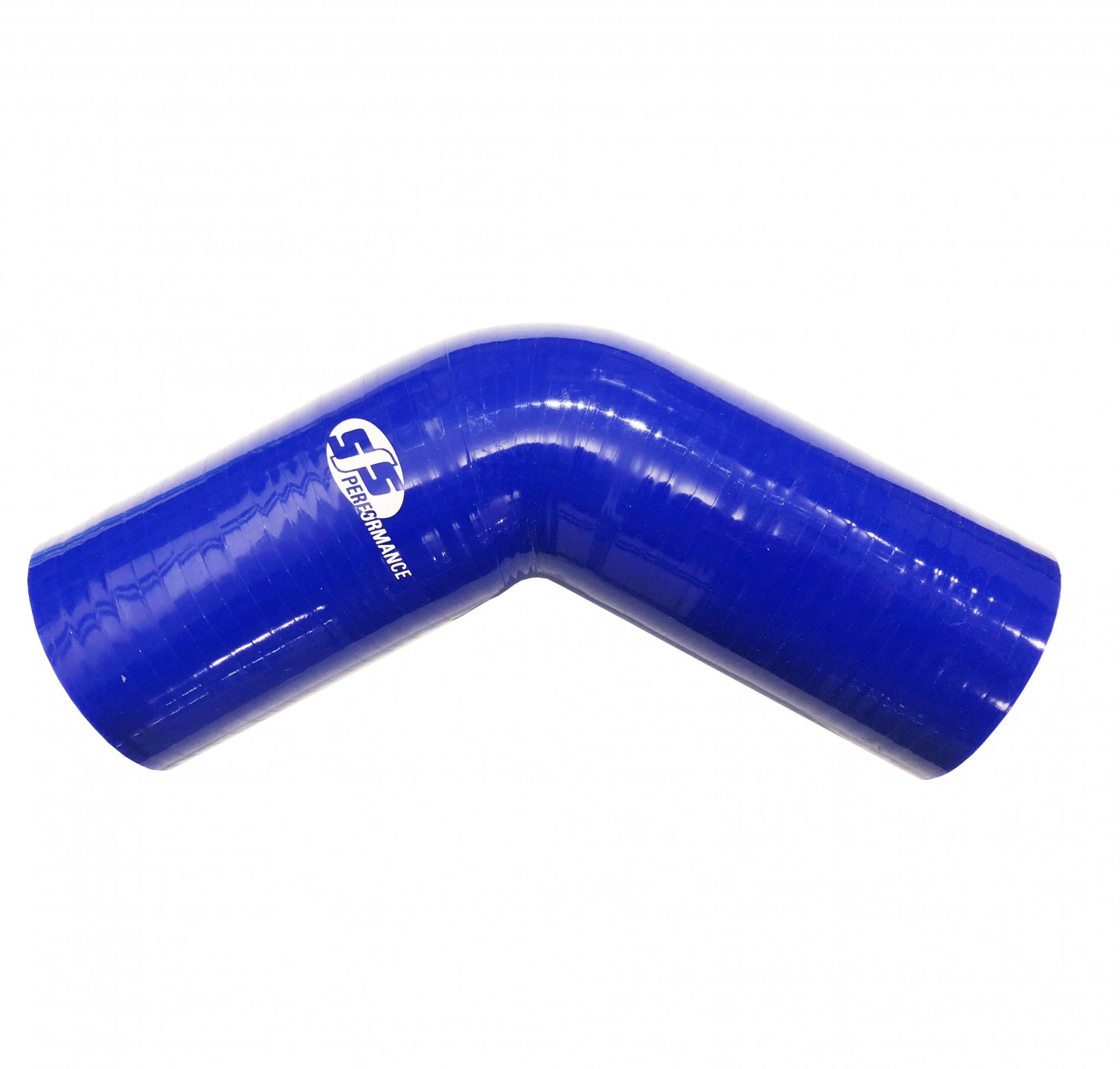 60° Silicon Elbow 45 mm bore, 102 mm legs, 3 ply Blue