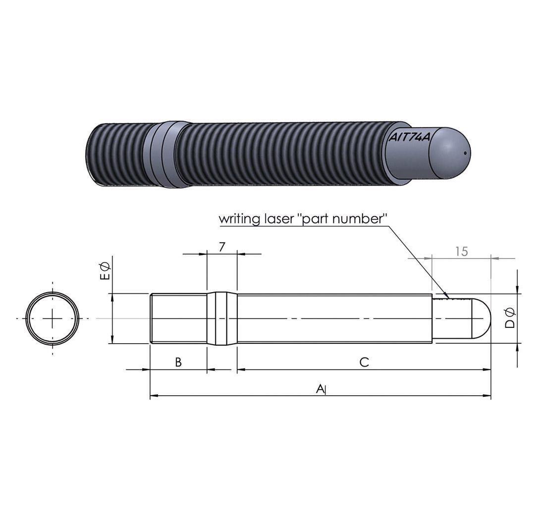 Colonnetta ruota a doppia filettatura 12x1,50 L 102 mm