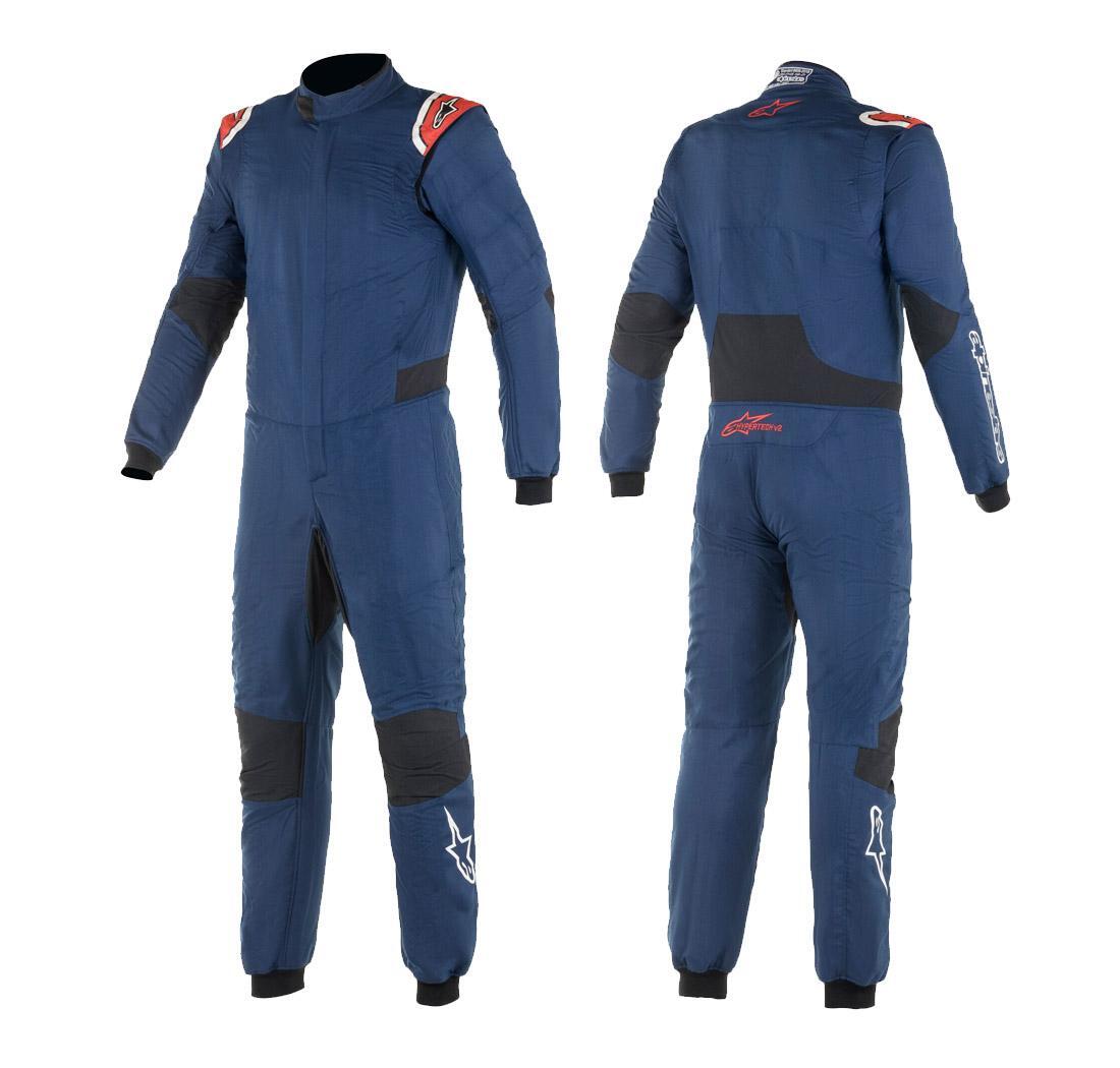 Combinaison pilote Alpinestars HYPERTECH v2 bleu marine/rouge - Taille 56