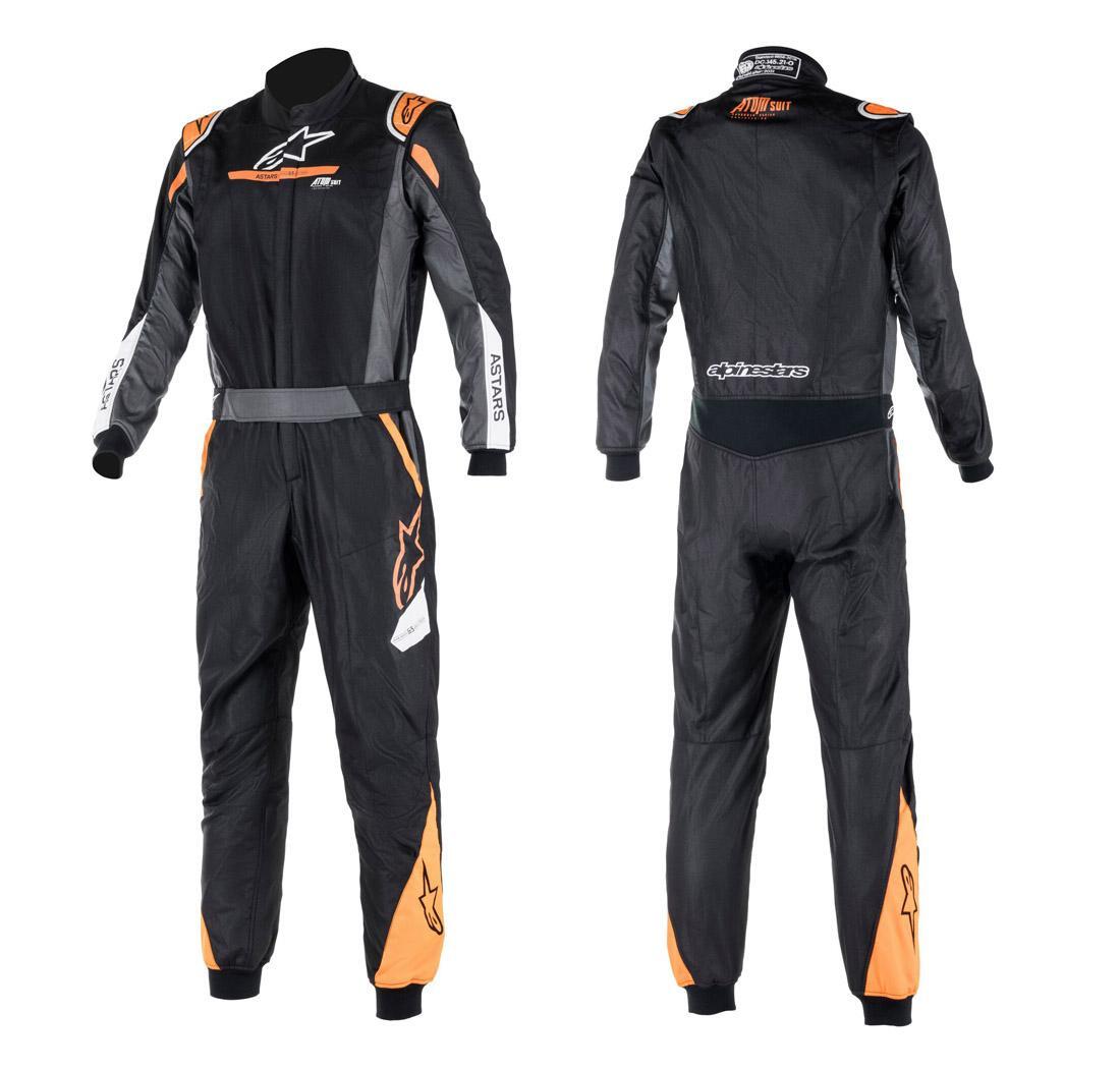 Tuta pilota Alpinestars ATOM GRAPHIC nero/antracite/arancio fluo - Taglia 56