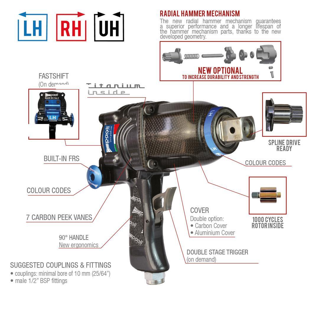 Llave de impacto Dino Paoli DP 6000 90° der. - carbono