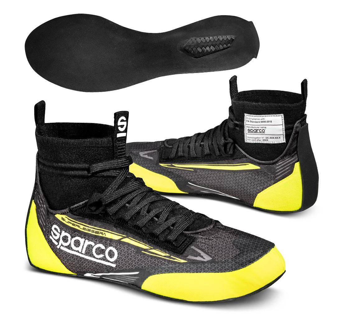 Botas SUPERLEGGERA de Sparco, negro/amarillo fluo número 48