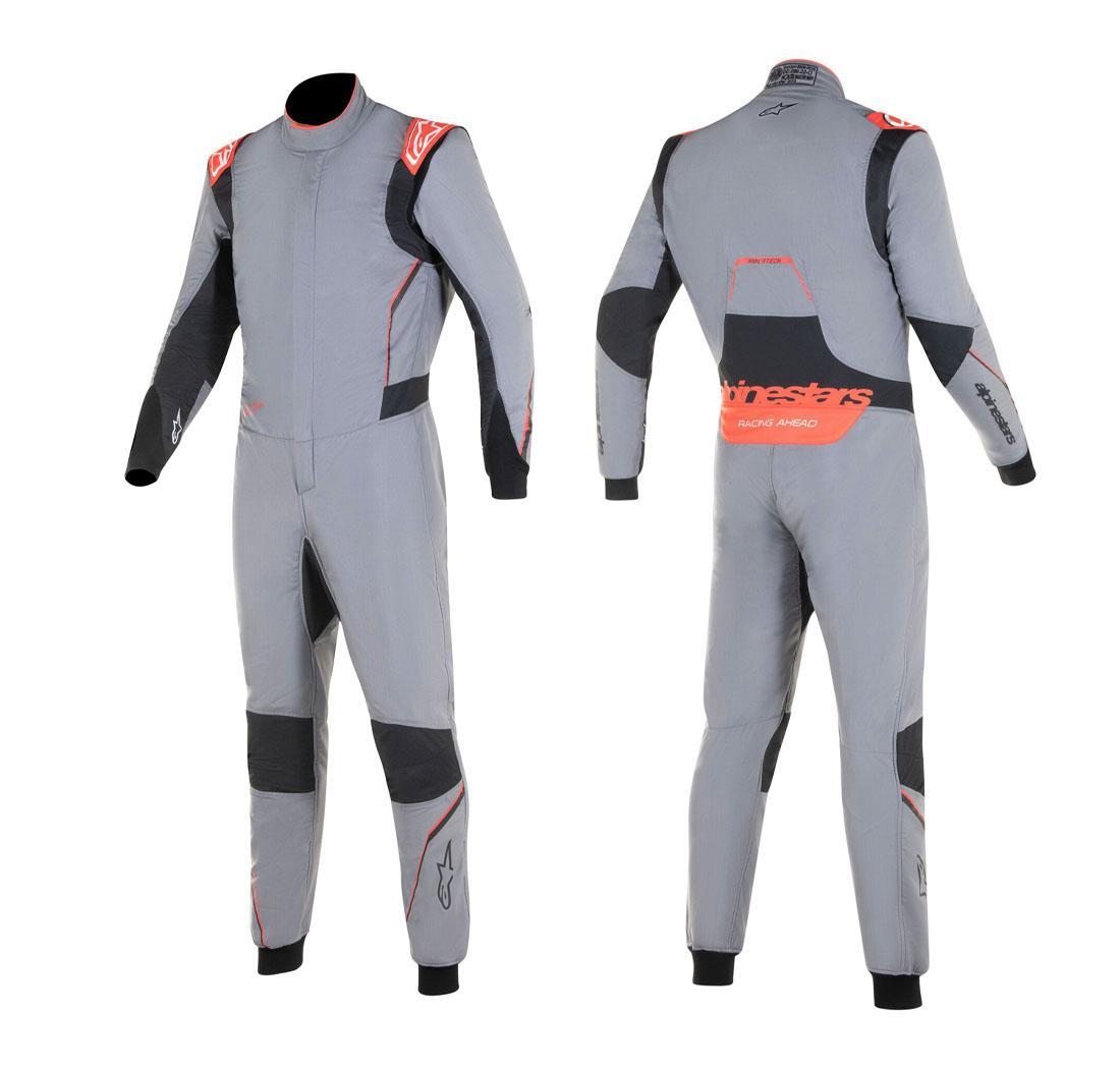 Alpinestars race suit HYPERTECH v3 grey/black/fluo red - Size 60